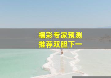 福彩专家预测推荐双胆下一