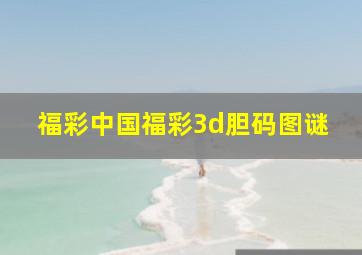 福彩中国福彩3d胆码图谜