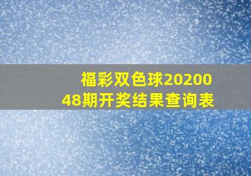 福彩双色球2020048期开奖结果查询表