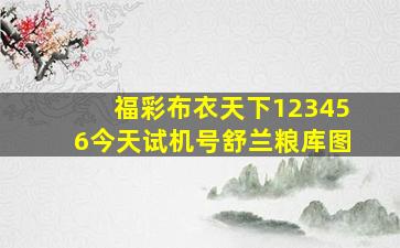 福彩布衣天下123456今天试机号舒兰粮库图