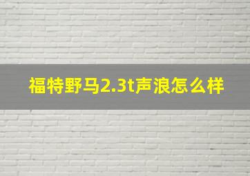 福特野马2.3t声浪怎么样