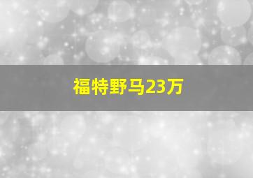 福特野马23万