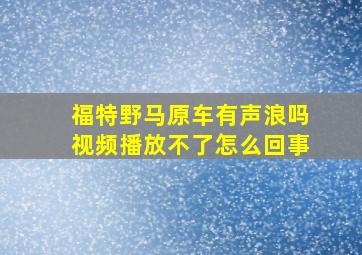 福特野马原车有声浪吗视频播放不了怎么回事