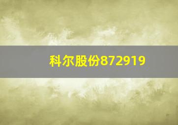 科尔股份872919