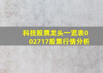 科技股票龙头一览表002717股票行情分析