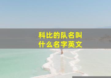 科比的队名叫什么名字英文