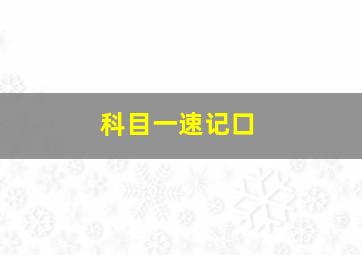 科目一速记口