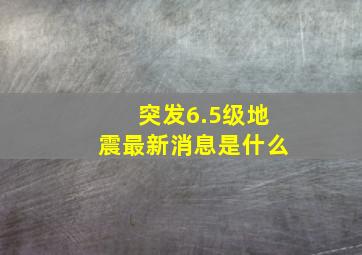 突发6.5级地震最新消息是什么