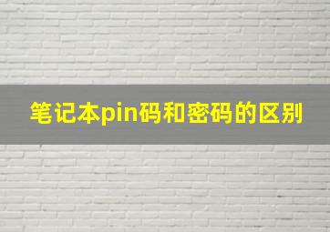 笔记本pin码和密码的区别