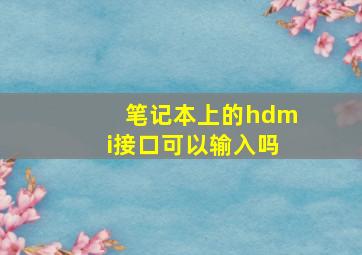 笔记本上的hdmi接口可以输入吗