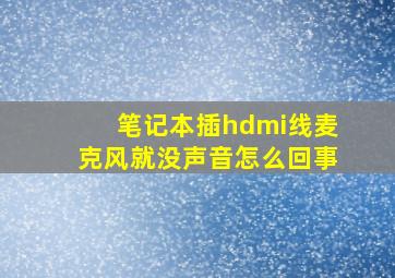 笔记本插hdmi线麦克风就没声音怎么回事