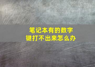 笔记本有的数字键打不出来怎么办