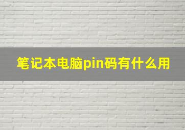 笔记本电脑pin码有什么用