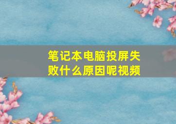 笔记本电脑投屏失败什么原因呢视频