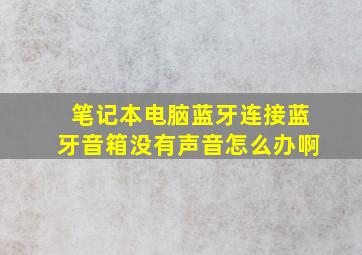 笔记本电脑蓝牙连接蓝牙音箱没有声音怎么办啊