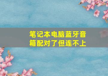 笔记本电脑蓝牙音箱配对了但连不上