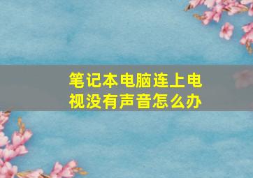 笔记本电脑连上电视没有声音怎么办