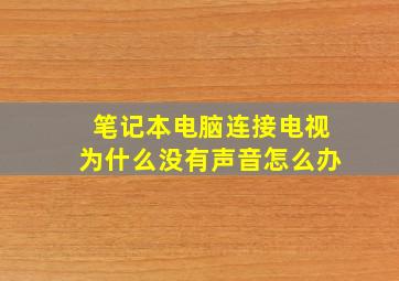 笔记本电脑连接电视为什么没有声音怎么办