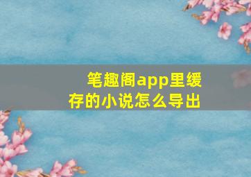 笔趣阁app里缓存的小说怎么导出