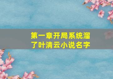 第一章开局系统溜了叶清云小说名字