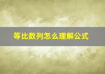 等比数列怎么理解公式