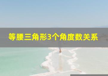 等腰三角形3个角度数关系