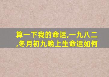 算一下我的命运,一九八二,冬月初九晚上生命运如何