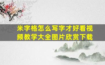 米字格怎么写字才好看视频教学大全图片欣赏下载