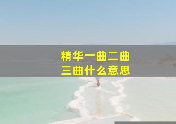 精华一曲二曲三曲什么意思