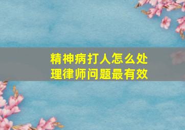 精神病打人怎么处理律师问题最有效