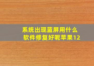 系统出现蓝屏用什么软件修复好呢苹果12