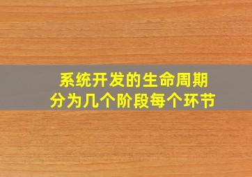 系统开发的生命周期分为几个阶段每个环节