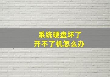 系统硬盘坏了开不了机怎么办