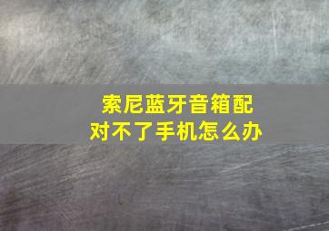 索尼蓝牙音箱配对不了手机怎么办