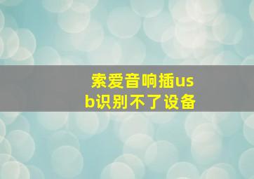 索爱音响插usb识别不了设备