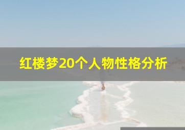 红楼梦20个人物性格分析