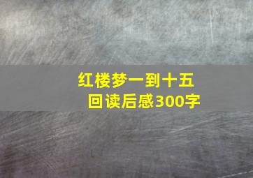 红楼梦一到十五回读后感300字