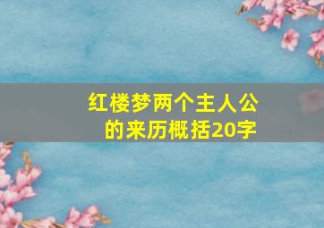 红楼梦两个主人公的来历概括20字