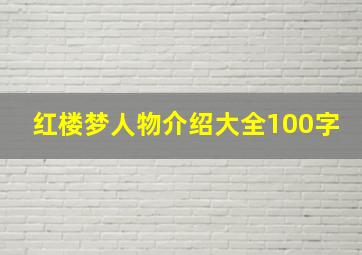 红楼梦人物介绍大全100字