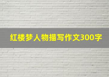 红楼梦人物描写作文300字