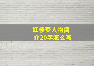 红楼梦人物简介20字怎么写