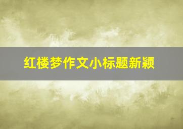 红楼梦作文小标题新颖