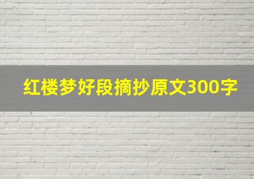 红楼梦好段摘抄原文300字