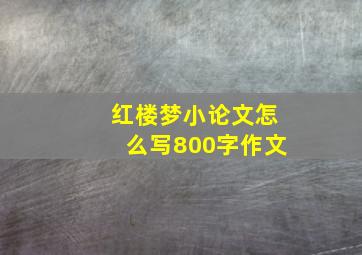 红楼梦小论文怎么写800字作文