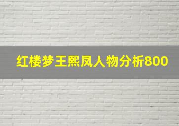 红楼梦王熙凤人物分析800