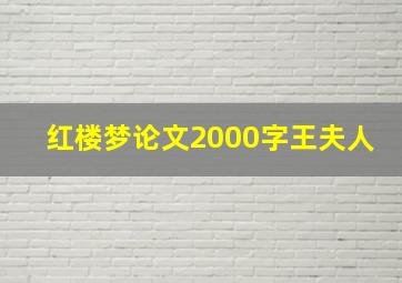 红楼梦论文2000字王夫人