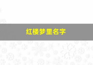 红楼梦里名字