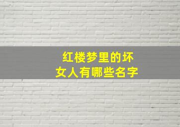 红楼梦里的坏女人有哪些名字