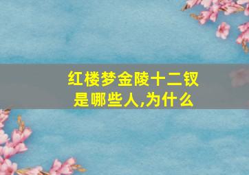 红楼梦金陵十二钗是哪些人,为什么