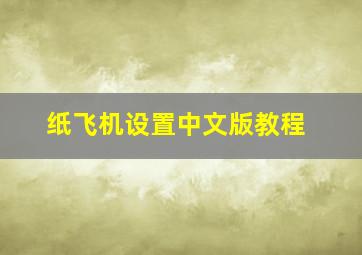 纸飞机设置中文版教程